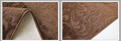 Custom Length Hallway Runner Rug,Slip Resistant,Floral Brown, 26 Inch X 27 feet, Sold and Priced Per Foot