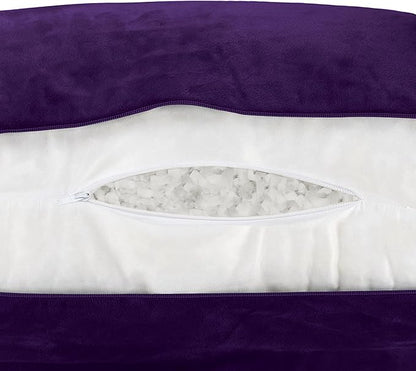 Husband Pillow Purple, Original Reading Pillow in Bed Rest Chair, Shredded Memory Foam Large Lounge Cushion Adult Backrest with Arms, Comfy Back Support for Sit Sitting Up, Washable/Removable Cover