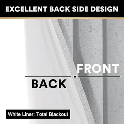 PrinceDeco Blackout Curtains 84 Inches Long Extra Wide Thermal Insulated Sliding Doors Curtain for Room Divider Patio Curtains for Sliding Door,100 X L84 Inch, Glacier Gray