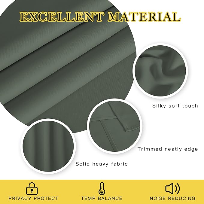 NICETOWN Blackout Sliding Door Curtains 84 inch Length - Grommet Thermal Curtain Room Darkening Sound Reducing Drape for Bedroom/Living Room (Dark Mallard, 1 Panel, W100 x L84)