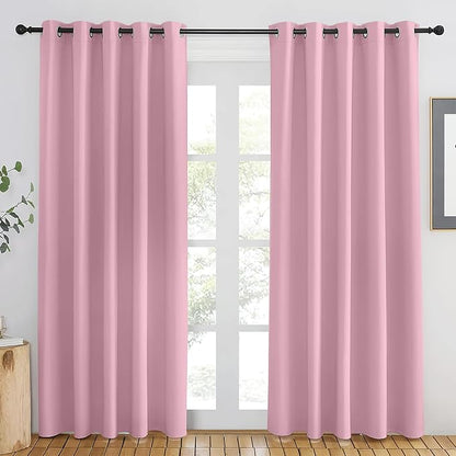 NICETOWN Rouge Pink Blackout Curtains 84 inch Length, Grommet Top Room Darkening Drapes for Bedroom Living Room, Light Blocking Window Covering for Privacy (W66 x L84 Inch, 1 Panel)