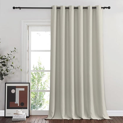 NICETOWN Blackout Curtains & Drapes - Privacy Thermal Efficiency Backdrop Curtains for Bedroom Room Divider Living Room Patio Sliding Glass Door, Wide 80 x Long 144 inch, Natural, 1 Panel