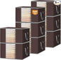 BALEINE 8 Pack Clothes Storage Bags, 24 Gallon Storage Containers with Reinforced Handle, Sturdy Zipper, Closet Organizer for Blanket, Comforter, Pillow, Bedding (Brown, 8 Pack)