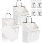 Kanrichu 3pcs Small Wall Hanging Organizer Bag, Linen Fabric Door Hanging Storage Basket with Pockets, Waterproof Bin for Kitchen, Bedroom, Office, RV Camper (White)
