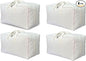 Soft Canvas Clothes Storage Bags with Four Carrying Handles and Clear Window, Closet Organizer for Clothing, Blankets Sheets Pillows and Bedding, 55L, 4 Pack, White