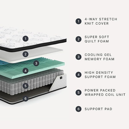 Signature Design by Ashley Chime Hybrid California King 12" Mattress with Gel Memory Foam, Medium Firm, Pressure Relief, Fiberglass Free Mattress in a Box
