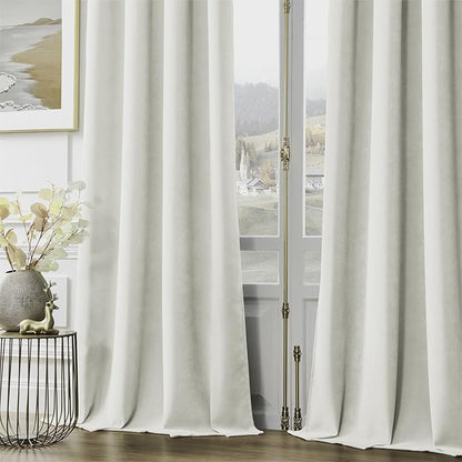 Joydeco Vanilla Grey Velvet Curtains 72 Inches 2 Panels, Luxury Thermal Insulated Soft Curtains for Bedroom & Living Room, Room Darkening Velvet Drapes, Rod Pocket (52W x 72L)