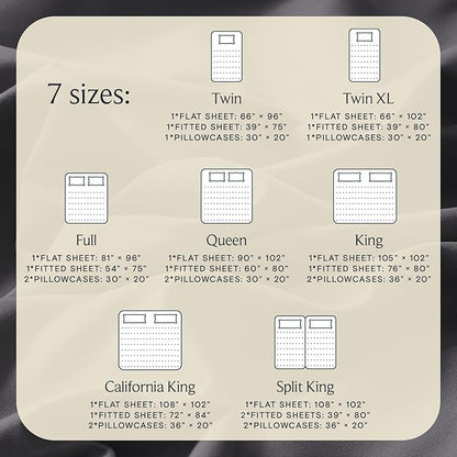 LuxClub 3 PC Twin XL Sheet Set, Deep Pockets Wrinkle Free Cooling Bed Sheets Hotel Bedding for Women, Men, Kids & Teens, Includes 1 Fitted Sheet, 1 Flat Sheet and 1 Pillowcase-Silky Soft Dark Grey