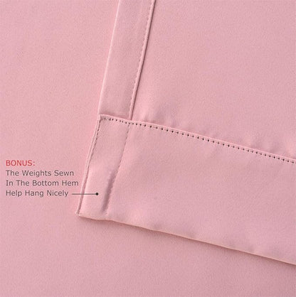 MIUCO Room Darkening Soild Grommet Blackout Curtains for Kids Bedroom Window Curtains Set of 2 52x84 Inch Pink, Bonus 2 Tie Backs Included