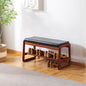 Solid Wood Shoe Bench, 2-Tier Wooden Entryway Bench, Modern Shoe Rack with Faux Leather Cushion for Hallway, Living Room (Black, 31.5'')