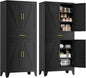 71" Tall Farmhouse Pantry Cabinet,Metal Cabinets with Doors and Shelves,Storage Cabinet for Kitchen, Garage,Black