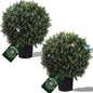 26" H x 18" W Artificial Boxwood Topiary Ball – Realistic UV-Resistant Artificial Shrub with Weighted Pot, Set of 2 – Indoor/Outdoor Year-Round Green Décor for Porch, Garden, Patio