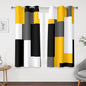 Yellow 100% Blackout Curtains 45 inch Length 2 Panels Set Black White Grey Modern Abstract Geometric Drapes for Kitchen Black Out Curtains Insulated Room Darkening Small Window Curtains, 42Wx45L