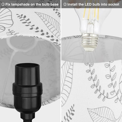 Bedside Touch Lamp with 2 USB Ports, Modern 3 Way Dimmable Small Lamp with Flower Fabric Shade, Nightstand Lamp for Living Room Bedroom Office End Table Dorm Room Kids Reading(E26 LED Bulb Included)