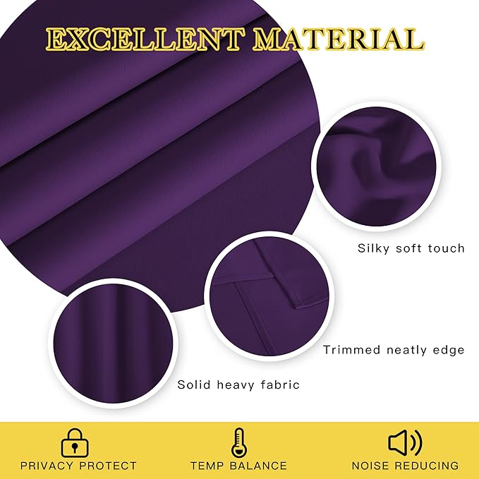 NICETOWN Bedroom Curtain Room Darkening Drapery 102 inches Length - Home Fashion Thermal Insulated Grommet Room Darkening Curtain for Living Room (Royal Purple, 1 Panel, 52 x 102 inches)