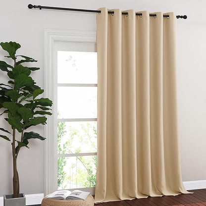 NICETOWN Sliding Door Curtain Panel Room Darkening Window Treatment, Blackout Patio Door Panel Privacy Thermal Insulated Drapes for Living Room (1 Panel, Biscotti Beige, W80 x L108)