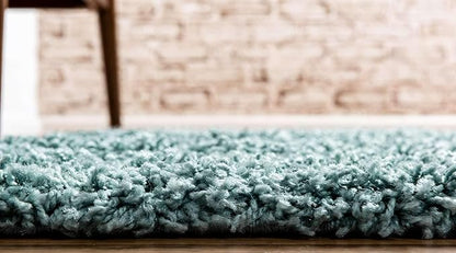 Unique Loom Solid Shag Collection Area Rug (2' 6" x 16' 5" Runner, Light Slate Blue)