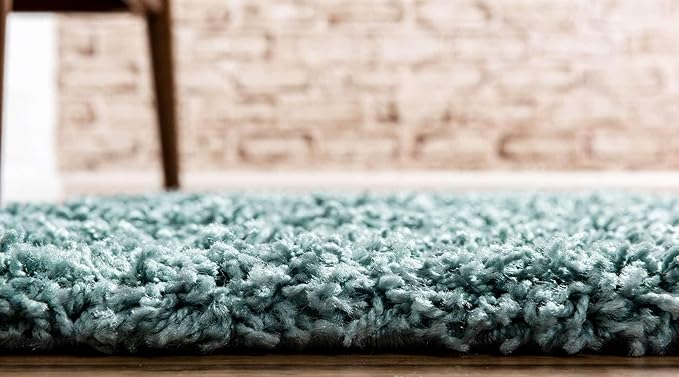 Unique Loom Solid Shag Collection Area Rug (2' 2" x 6' 7" Runner Light Slate Blue)