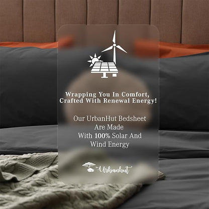 URBANHUT 800 Thread Count 100% Cotton King Size Sheets, Luxury 4 Piece King Bedsheets, Hotel Sheets Sateen Finish - Better Than Egyptian, 16" Elasticized Deep Pocket - Dark Grey
