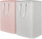 Lifewit 2 Pack Laundry Hamper Large Collapsible Laundry Basket, Freestanding Waterproof Cloth Hamper with Easy Carry Handles in Laundry Room Bedroom Bathroom Dorm for Adult, Gray&Pink, 2 x 80L
