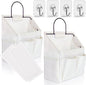 Kanrichu 2pcs Small Wall Hanging Organizer Bag, Linen Fabric Door Hanging Storage Basket with Pockets, Waterproof Bin for Kitchen, Bedroom, Office, RV Camper (White)