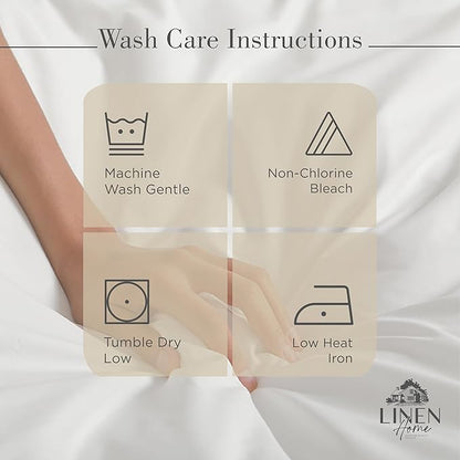 Linen Home 100% Cotton Percale Sheets Full Size, Light Taupe, Deep Pocket, 4 Pieces Set - 1 Flat, 1 Deep Pocket Fitted Sheet and 2 Pillowcases, Crisp Cool and Strong Bed Linen