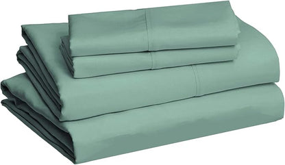 Amazon Basics Lightweight Super Soft, Breathable Easy Care Microfiber 4-Piece Bed Sheet Set with 14-Inch Deep Pockets, Queen, Emerald Green, Solid