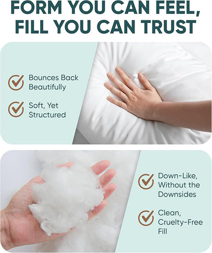 Pillowflex Synthetic Down Alternative Pillow Inserts for Shams - Comfy Pillows for Sleeping, Perfect Pillow & Best Sleeping Pillows, Handmade Down Alternative Throw Pillow Inserts - (20x20 Set of 2)