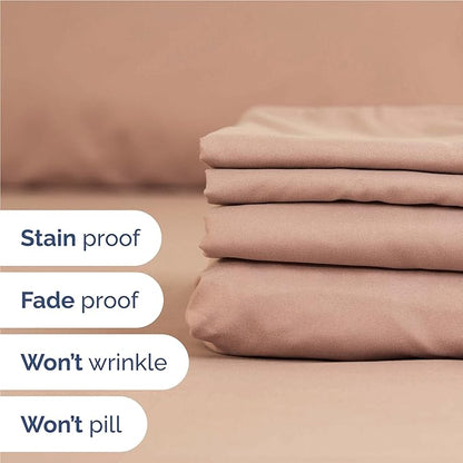 Full 6 Piece Sheet Set - Cooling, Comfy & Breathable - Hotel Luxury Bedding, Includes Fitted Sheet for Women, Men, Kids and Teens - 1 Flat, 1 Fitted Sheet, 4 Pillowcases with Deep Pockets - Mauve