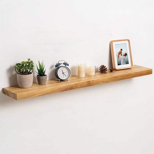 fuqing Floating Shelves for Wall, 40 inch Rustic Solid Elm Wood Floating Shelves, Wooden Wall Shelves with Invisible Heavy Duty Brackets for Living Room, Bedroom, Kitchen, Bathroom, 1 Pack, Natural