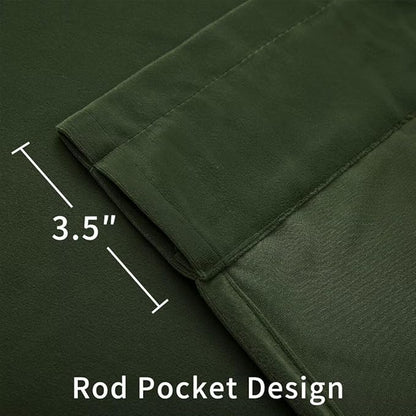 Joydeco Green Velvet Curtains 96 inch Length 2 Panels, Luxury Blackout Rod Pocket Thermal Insulated Window Curtains, Super Soft Room Darkening Drapes for Living Room Bedroom,W52 x L96 inches
