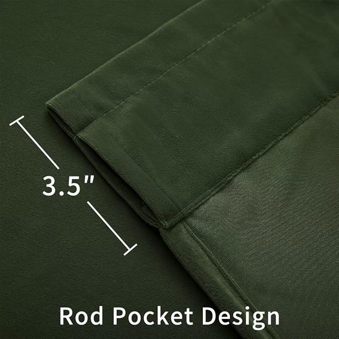 Joydeco Dark Olive Velvet Curtains 63 inch Length 2 Panels, Luxury Blackout Rod Pocket Thermal Insulated Window Curtains, Super Soft Room Darkening Drapes for Living Room Bedroom,W52 x L63 inches