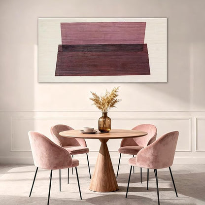 YETHEN WAL Neutral Burgundy Mauve Abstract Wall Art, Hand-Painted Textured Geometric Stripe Canvas Painting, Earth-Tone Minimalist Artwork for Living Room Bedroom Office 20x40 Inch