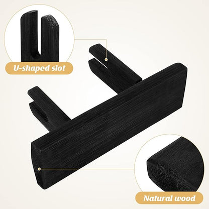 VOSAREA Bamboo Japanese Folding Fan Stand Holder Handheld Fan Display Stand Hand Fan Storage Rack Display Base (Black)