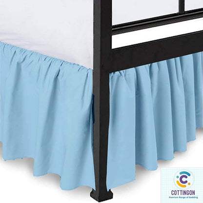Cottingon Ruffled Bed Skirt with Split Corners-Dust Ruffle - 21" Drop 100% Microfiber Soft,Sheen & Luxurious Look - Bed Skirts (Light Blue -Queen)