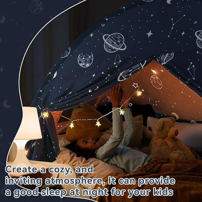 Bed Tent Twin, Space Play Canopy for Kids Toddler Boys, Bunk Canopy Tent for Toddler Bed, Galaxy Dome Playhouse Floor Portable Sleeping Tents Indoor for Girls Birthday Toy House Gift