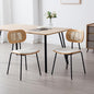 HEAH-YO Dining Chairs Set of 2, Upholstered Faux Leather Rattan Dining Chairs with Backrest and Metal Legs, Armless Kitchen Rattan Chairs for Dining Room, White