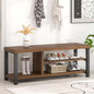 FOLUBAN Shoe Bench, Modern Wood and Metal Storage Bench for Entryway Hallway, Industrial Indoor Shoe Rack Bench Seat for Bedroom, Living Room, Rustic Walnut, 43.3 Inch