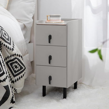 Lamberia Narrow Nightstand with 3 Drawers, Narrow Side Table, Small Bedside Table for Bedroom, Living Room, End Table for Small Space, Dark Grey, 9.8''W x 15.8" D x 23.5" H