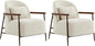CHITA Accent Chair for Living Room Set of 2, FSC Certified Modern Upholstered Faux Sherpa Fabric Armchair with Metal Frame and Wooden Armrests, Ivory