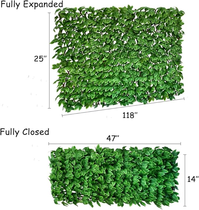Sumery Expandable Fence Privacy Screen for Balcony Patio Outdoor,Decorative Faux Ivy Fencing Panel,Artificial Hedges (Single Sided Leaves) (1, Peony Leaf)