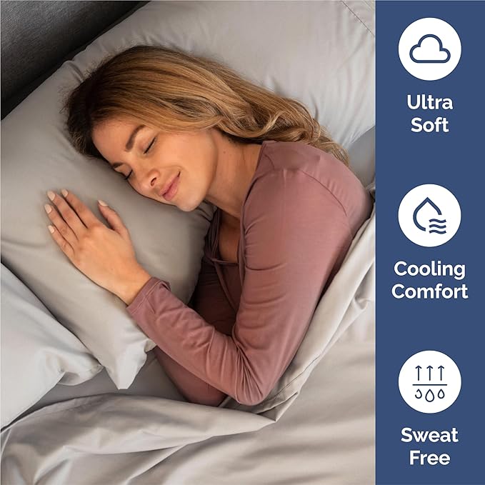 King 6 Piece Sheet Set - Cooling, Comfy & Breathable - Hotel Luxury Bedding, Includes Fitted Sheet for Women, Men, Kids & Teens - 1 Flat, 1 Fitted Sheet, 4 Pillowcases with Deep Pockets - Light Grey