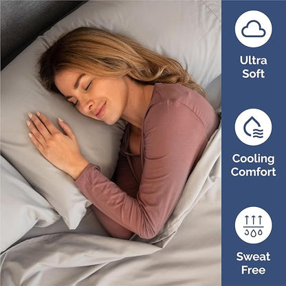 King 6 Piece Sheet Set - Cooling, Comfy & Breathable - Hotel Luxury Bedding, Includes Fitted Sheet for Women, Men, Kids & Teens - 1 Flat, 1 Fitted Sheet, 4 Pillowcases with Deep Pockets - Light Grey