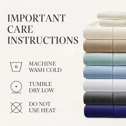 Hyde Lane Luxury 1000 Thread Count 100% Cotton Sheets | Very Soft & Thick - Fits Upto 20" Mattress | Sateen Weave Bed Sheets 18" Deep Pocket- 4 PC Sheet Set (Ivory/Cream, King)