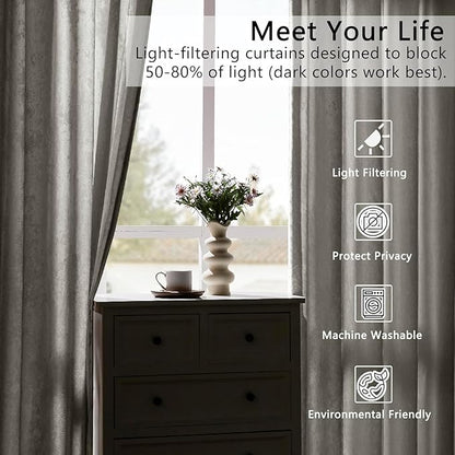 Silver Grey Crushed Velvet Curtains 52x90 inch Luxurious Thermal Insulated Soundproof Drapes for Living Room Bedroom Office Soft and Durable Light-Filtering Window Treatments, 2 Panels