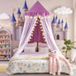 Kertnic 31.5inch Large Dome Bed Canopy for Girls, Double Layer Dreamy Ruffle Princess Canopy, Bedroom Hanging Tent Kids Reading Nook Canopies,Full Queen Bed Canopy Curtain (Dark Magenta-Purple)