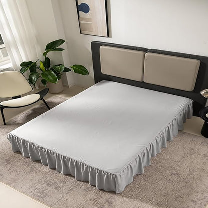 Bed Skirt Queen Size Ruffled Bed Skirt with Split Corners, Queen Bed Skirt 12 Inch Drop, TSUTOMI Queen Size Bed Skirt Light Grey for Ruffled Bed Skirt with Split Corners, Bed Skirt Queen Size