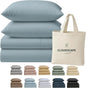 Cloud Scape Linen 100% Egyptian Cotton Sheets for Queen Size Bed, 400 Thread Count, 4 Pieces Bedding Set, Hotel Quality, Silky Soft, Deep Pockets up to 17”, French Blue
