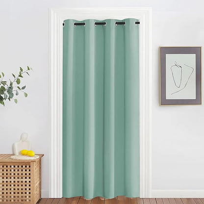 NICETOWN Blackout Doorway Curtain Drape 78 inch Long - Grommet Noise Reducing Thermal Insulated Solid Modern Window Treatments for Bedroom Closet (1 Panel, 52 x 78 Inch, Aqua Blue)