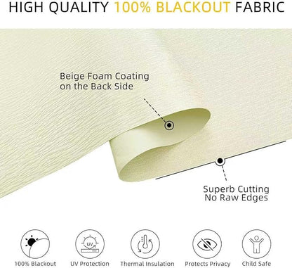 ChrisDowa Cordless Blackout Roller Shades for Windows, Striped Free-Stop Window Blinds with Privacy, Thermal Insulated Window Shades for Home, Office and Door. Beige, 59" W x 72" H